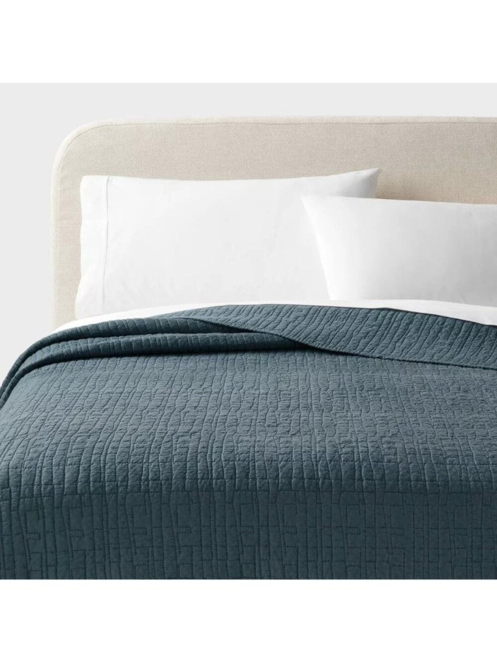 Threshold King Size Luxe Lyocell Slate Blue Lightweight Quilted Coverlet NWOT